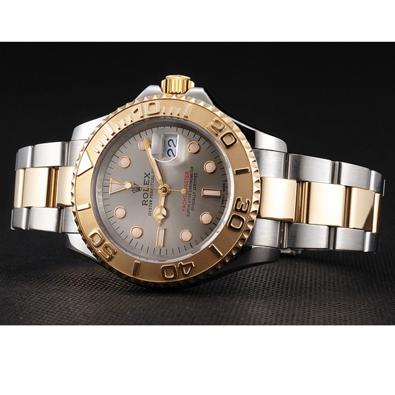 Aaa replica watch Yacht-Master Case Dial Swiss Bezel Gold Tone Steel Dial Two Gray Stainless Rolex 0723